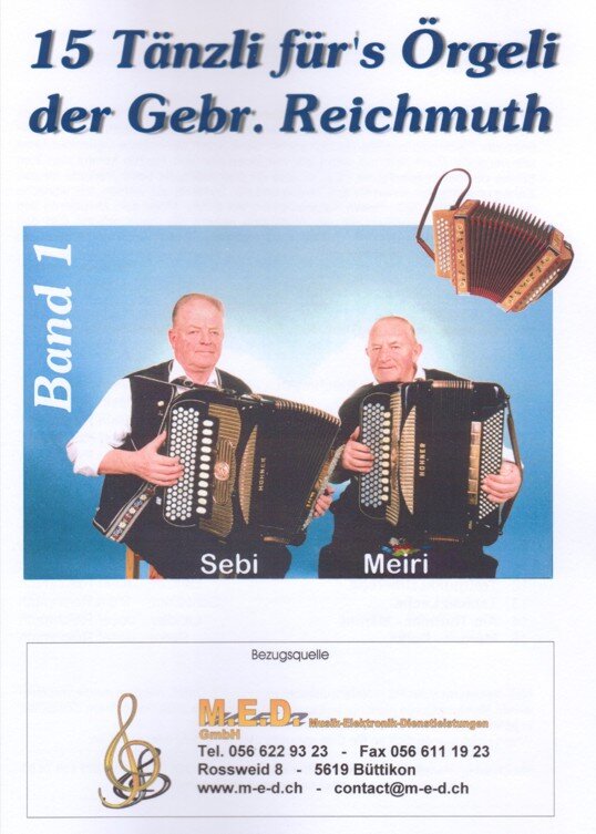Kompositionen für das 18-bässige Schwyzerörgeli im Griffschrift-Notensystem.